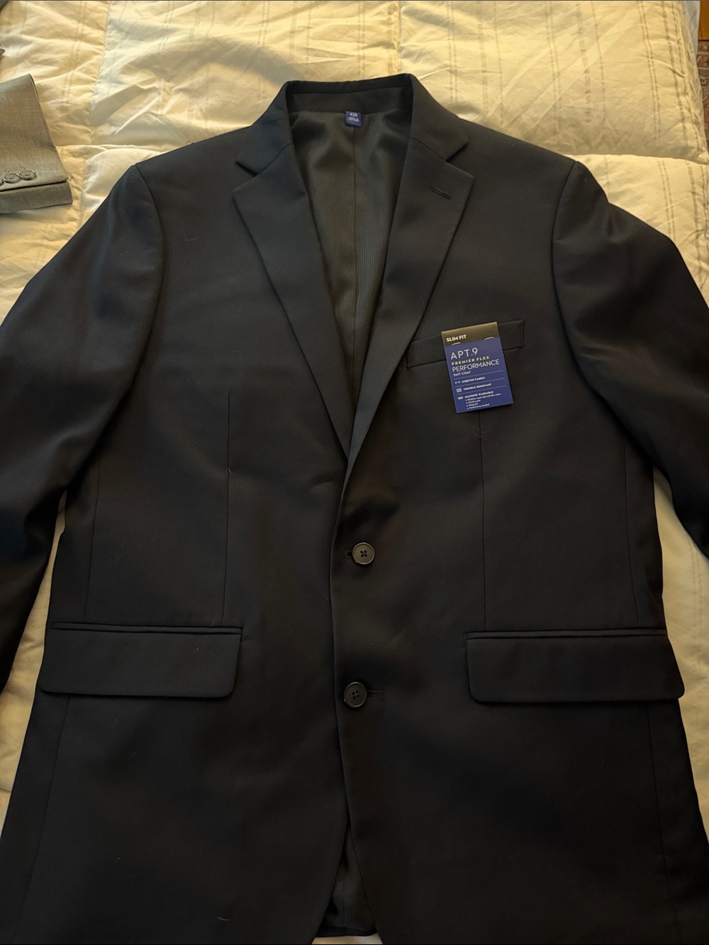 Apt. 9 Men's Black Performance Sport Coat NWT  42R